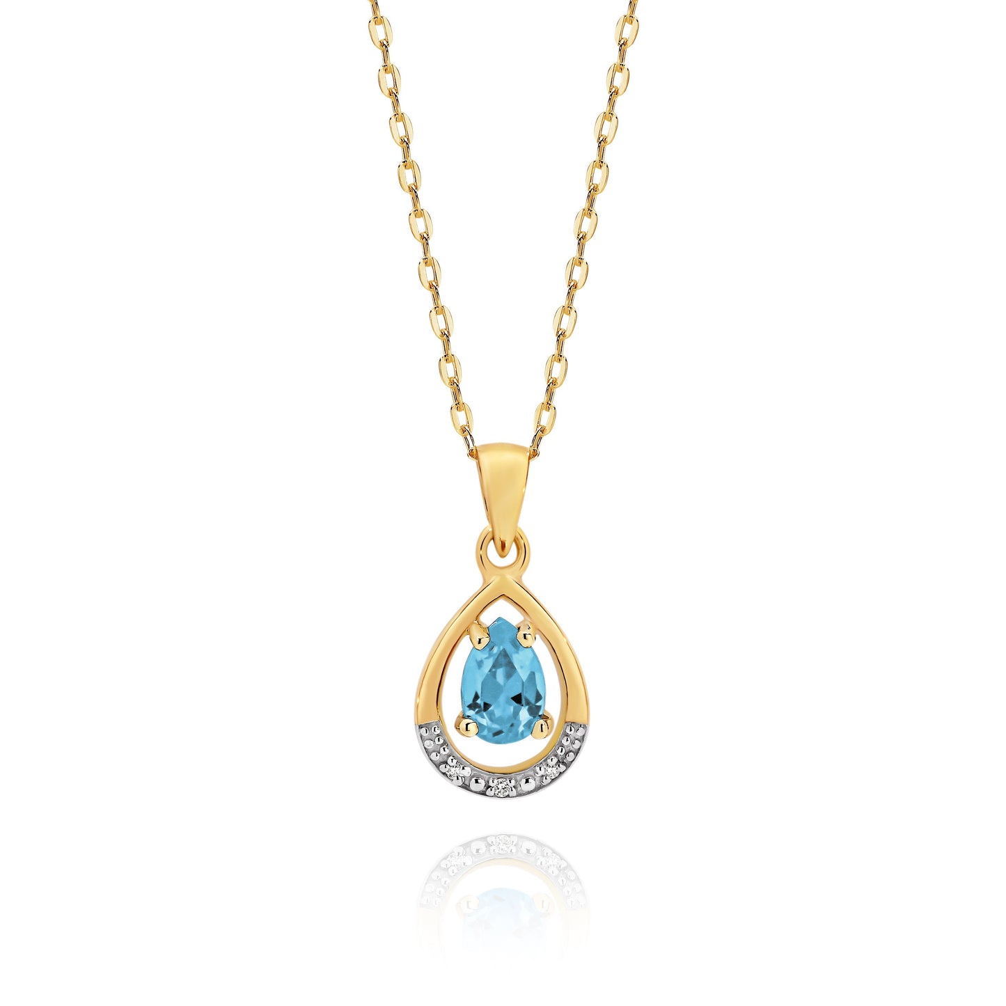 9ct gold blue topaz & diamond pendant