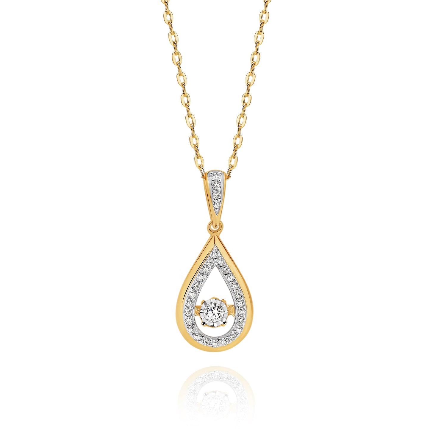 9ct gold 0.12ct dancing diamond pendant