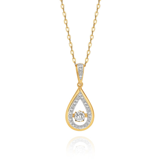 9ct gold 0.12ct dancing diamond pendant