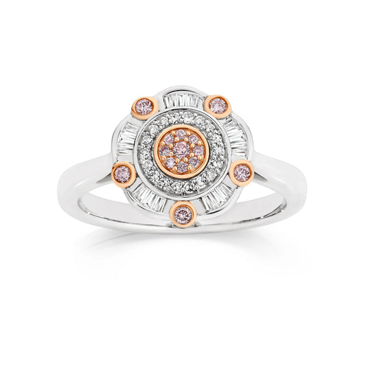 9ct White Gold 0.30ct Natural Australian Pink Diamond Ring