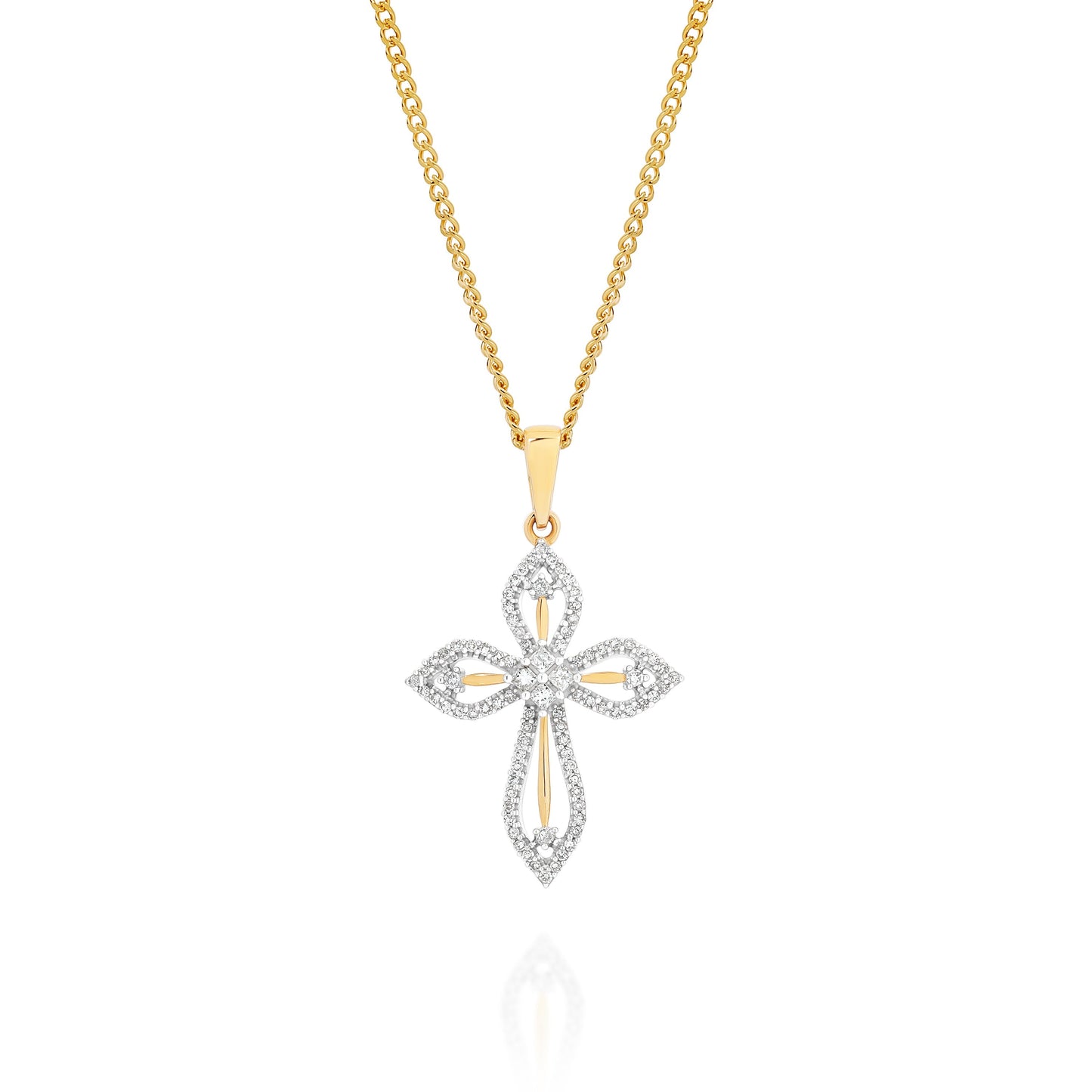 9ct 0.20ct fancy diamond cross