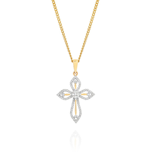 9ct 0.20ct fancy diamond cross
