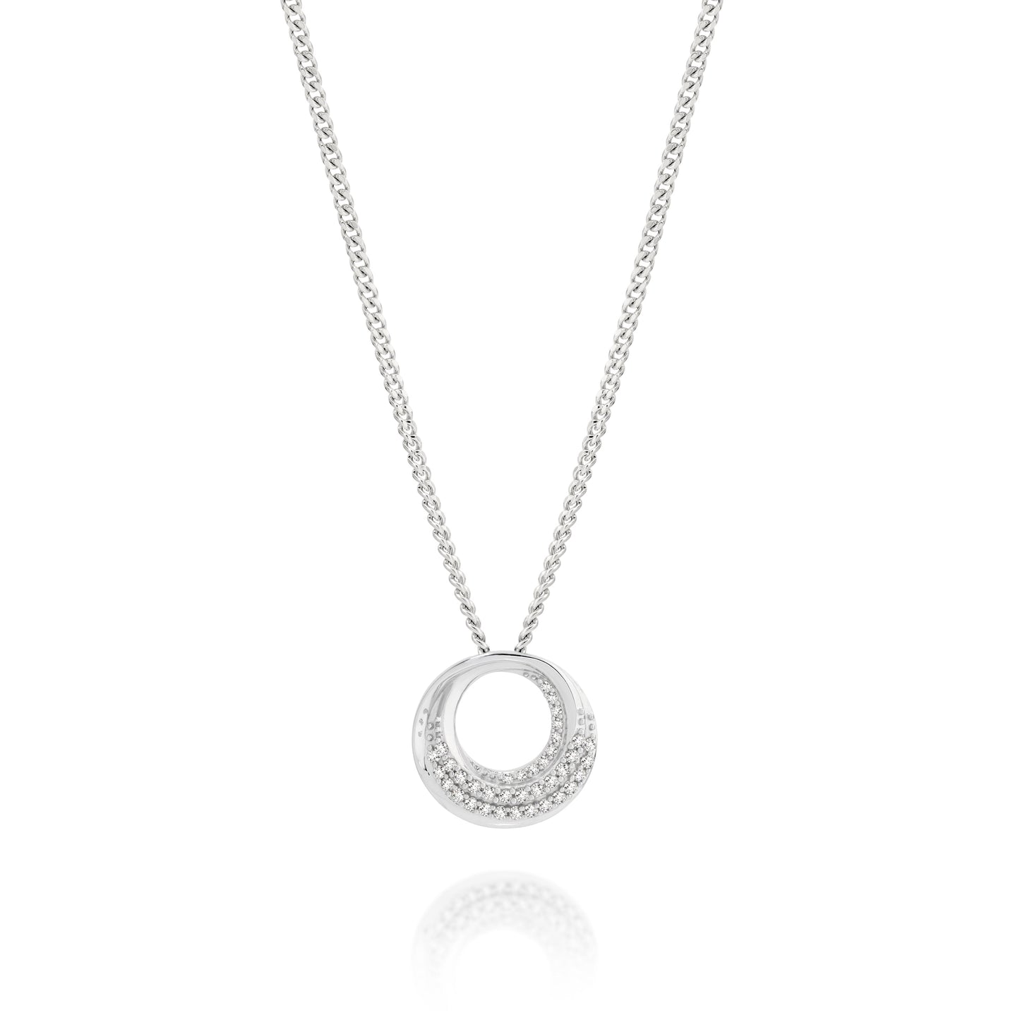 9ct white gold 0.10ct diamond circle slider pendant
