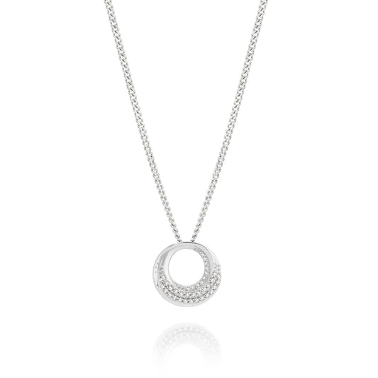 9ct white gold 0.10ct diamond circle slider pendant