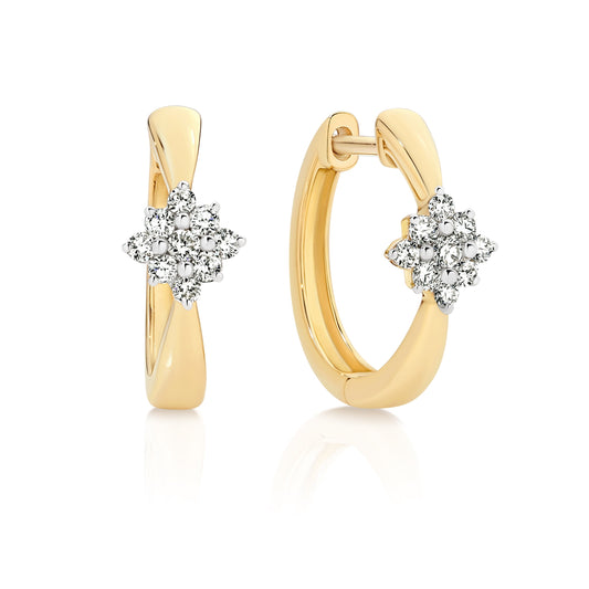 9ct 0.20ct diamond star huggies