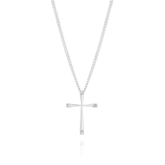 9ct white gold 0.05ct diamond cross pendant