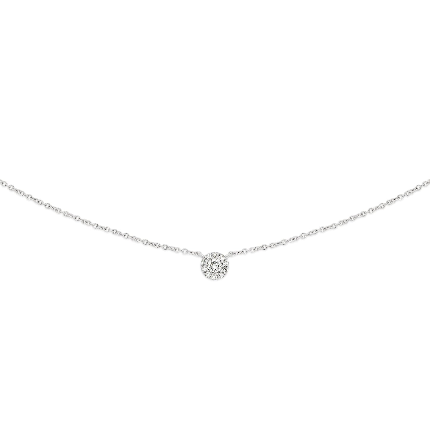 9ct white gold 0.08ct diamond halo necklet (inc. 9ct chain)
