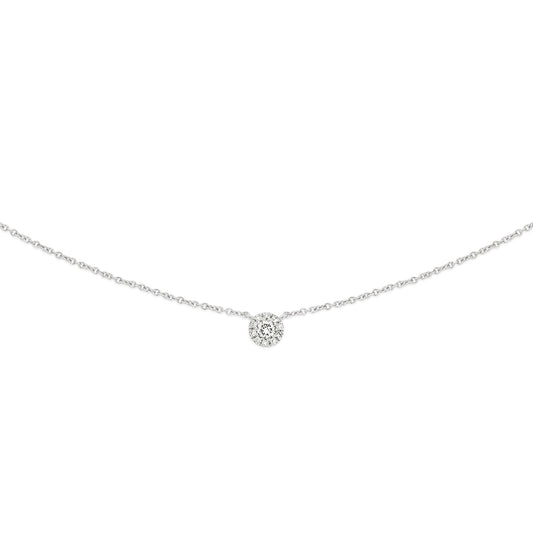 9ct white gold 0.08ct diamond halo necklet (inc. 9ct chain)
