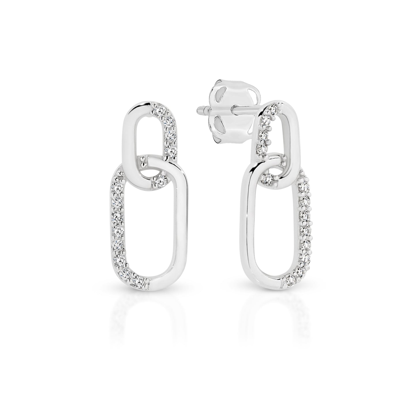 9ct white gold cubic zirconia paperclip studs
