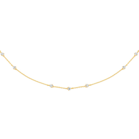 9ct delicate claw set cubic zirconia station necklet