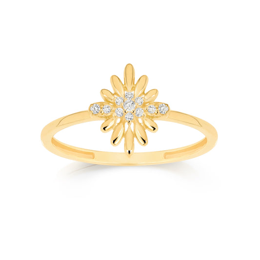 9ct cubic zirconia polished petal ring