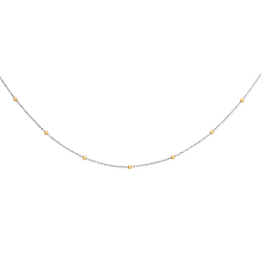9ct white & yellow gold ball necklet