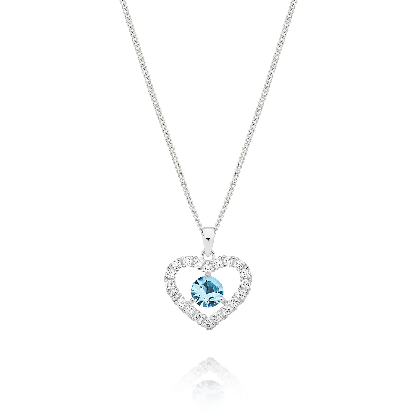 Silver MARCH Birthstone Pendant