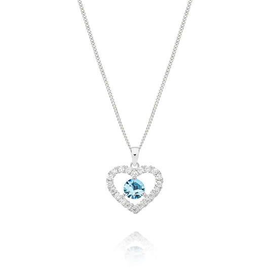 Silver MARCH Birthstone Pendant