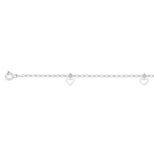 Silver figaro anklet with hearts
