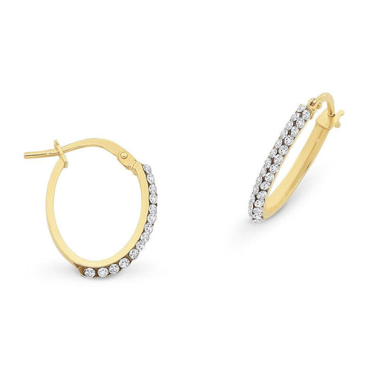 9Ct Gold Silver Filled Hoop Earrings With Crystals