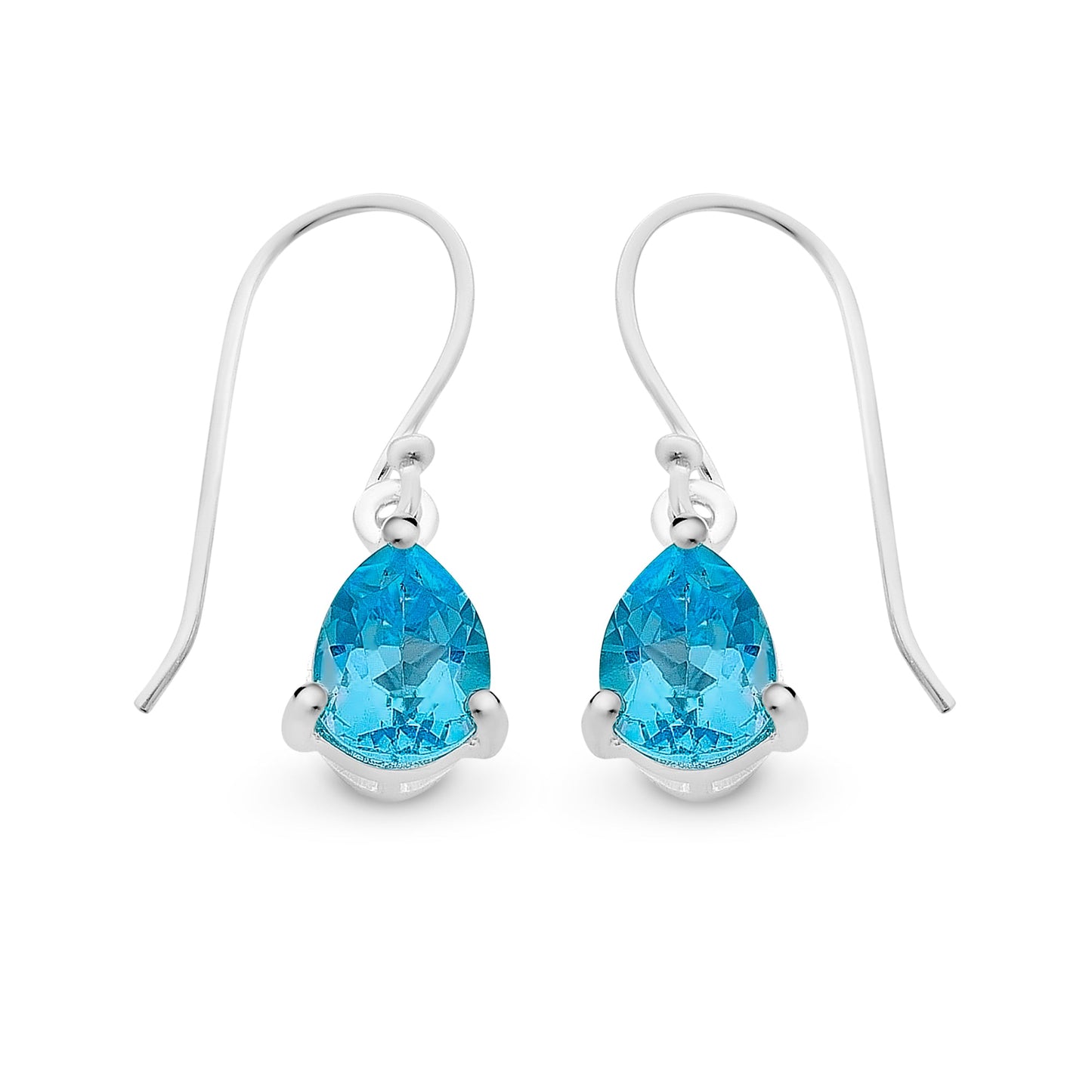 Sterling Silver Blue Topaz Drop Earrings