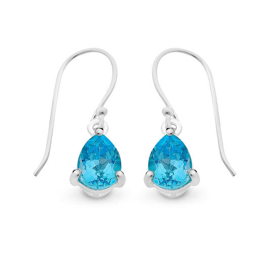 Sterling Silver Blue Topaz Drop Earrings