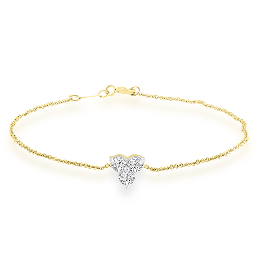 Bracelet with 0.15ct Diamonds in 9ct Yellow Gold 17+2cm