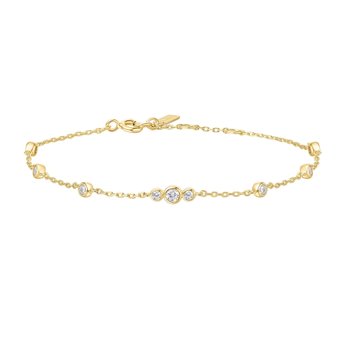 Ania Haie Gold Sparkling Bezel Cubic Zirconia Station Bracelet