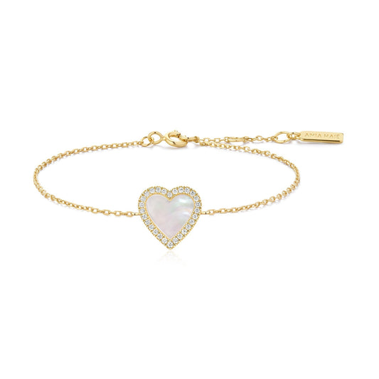 Ania Haie Gold Mother of Pearl Halo Heart Bracelet