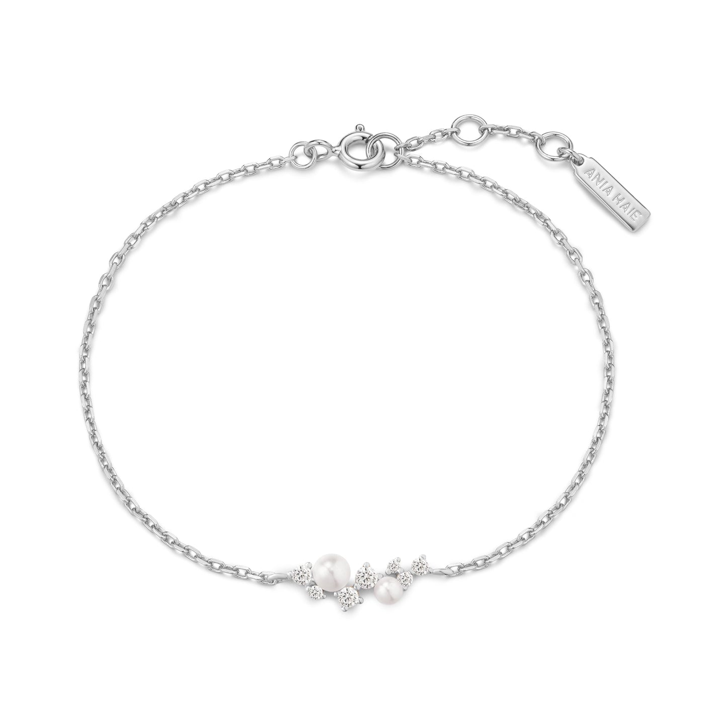 Ania Haie Silver Shell Pearl Cluster Bracelet