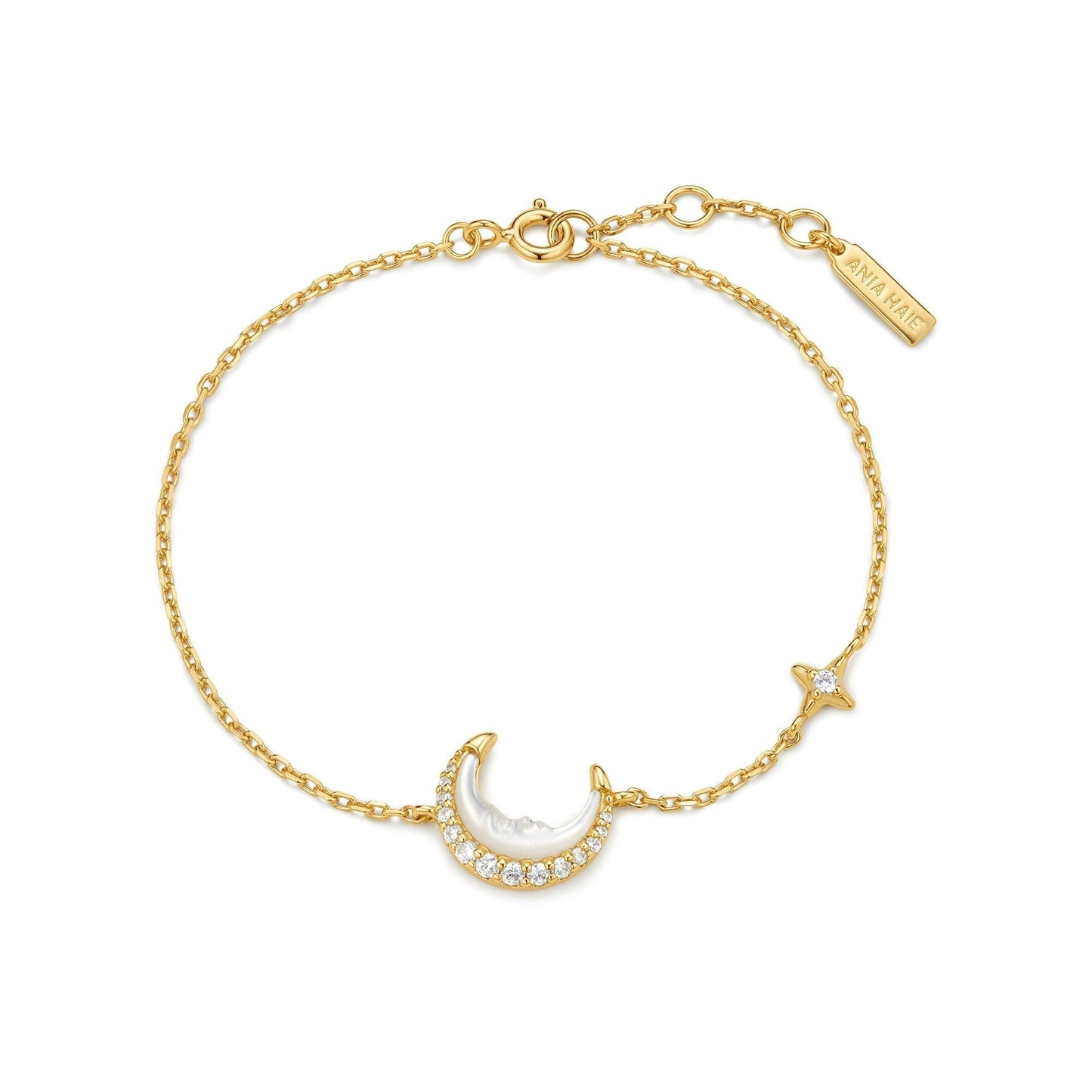 Ania Haie Gold Mother-of-Pearl Crescent Moon Bracelet
