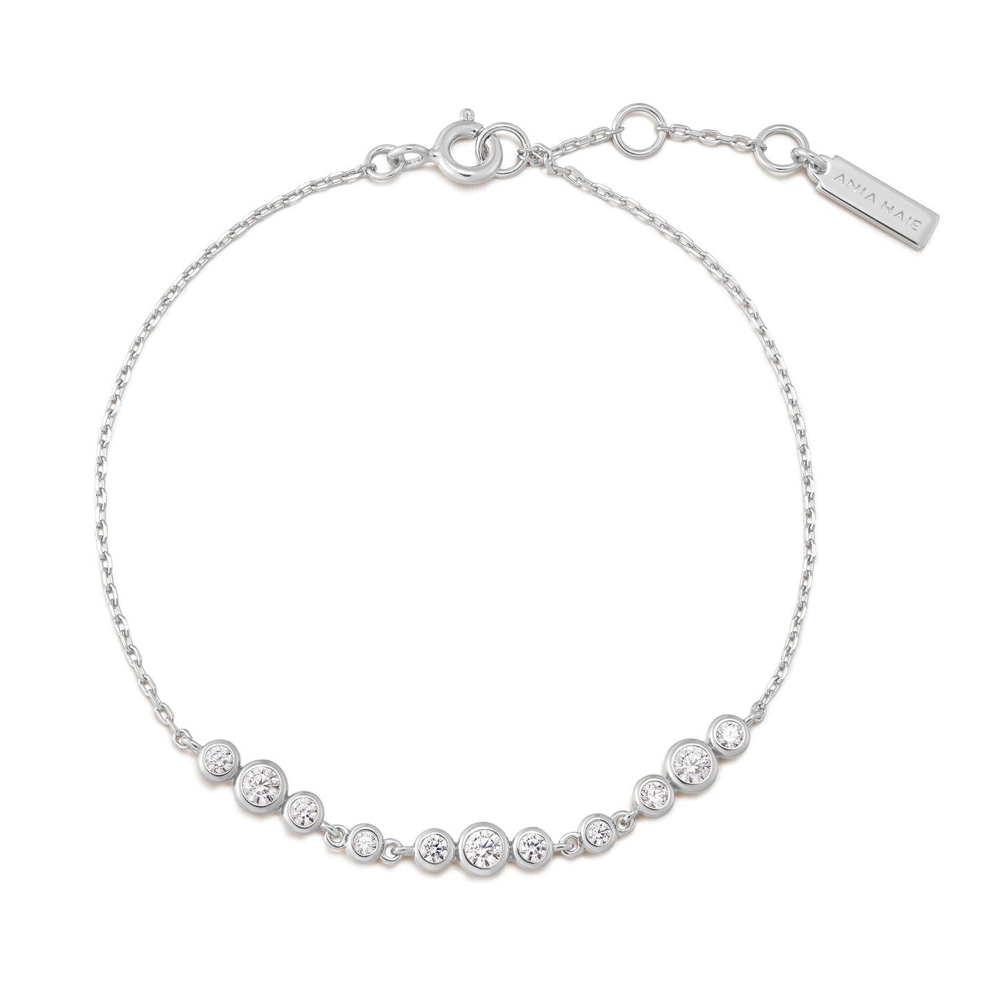 Ania Haie Silver Graduated Bezel-Set Trios Bracelet