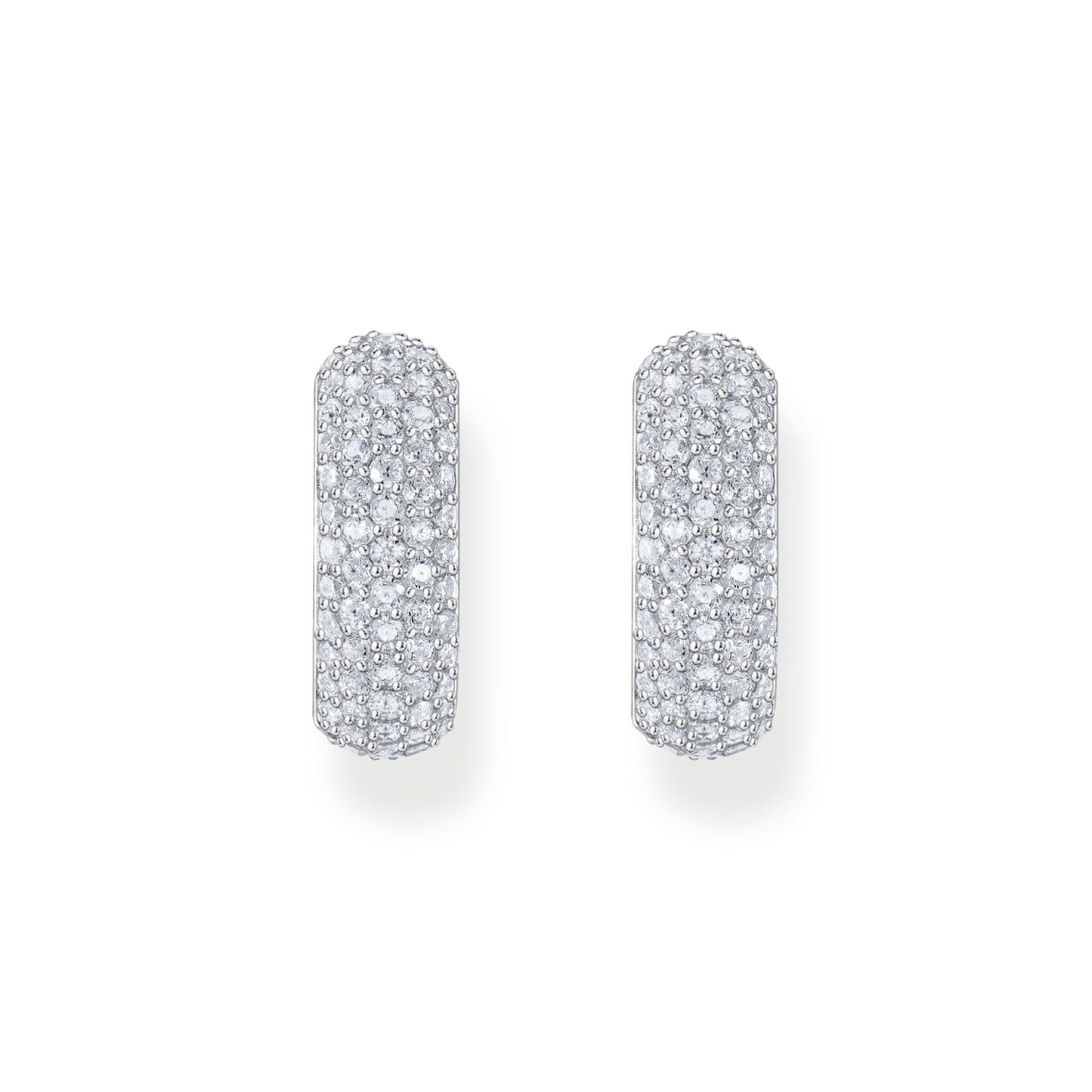 THOMAS SABO Small, wide hoop earrings with white zirconia
