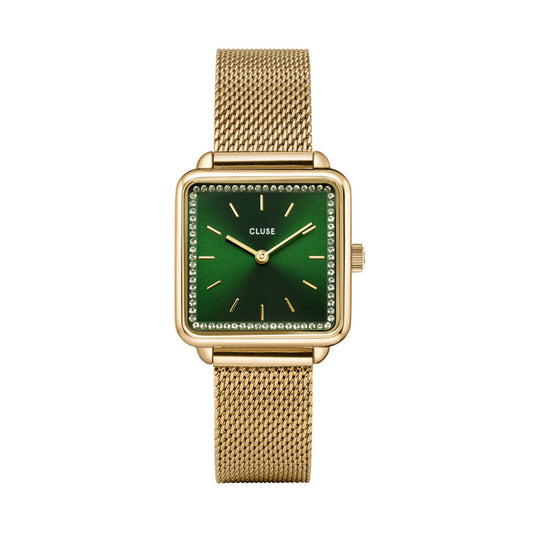 CLUSE La Tetragone Green Stones/ Gold Mesh