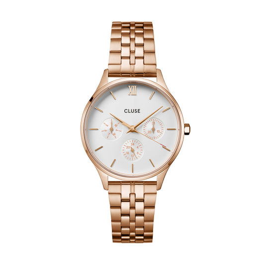 CLUSE Minuit Multifunction White/Rose Gold Link