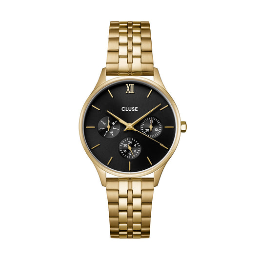 CLUSE Minuit Multifunction Black / Gold Link Watch