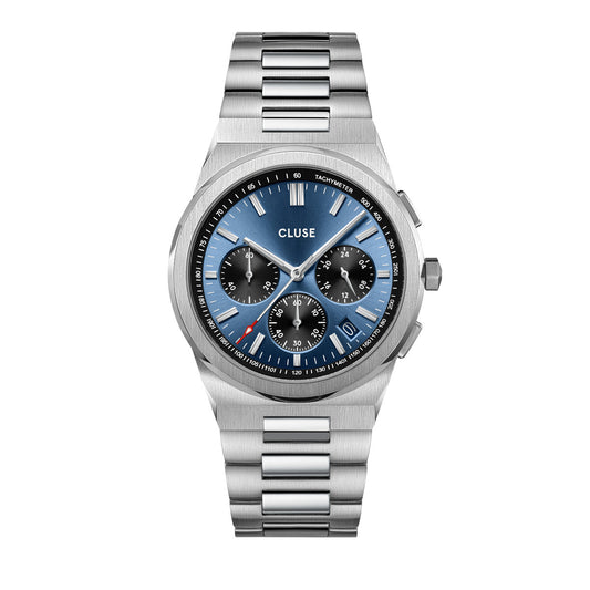 CLUSE Vigoureux Chronograph Dark Blue/Silver Link CW20805