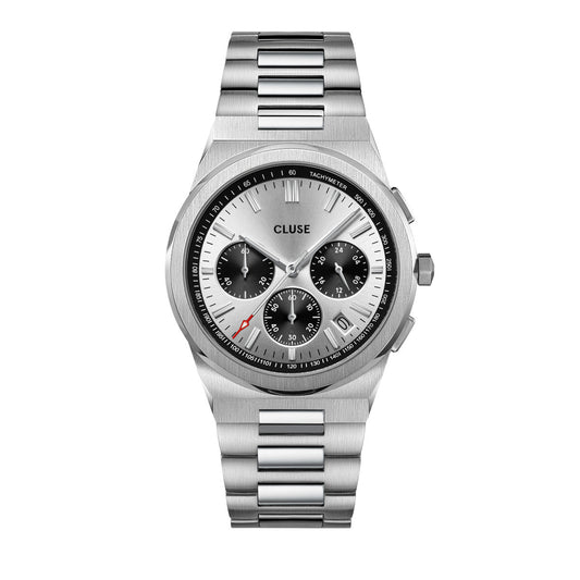 CLUSE Vigoureux Chronograph Black/Silver Link CW20806