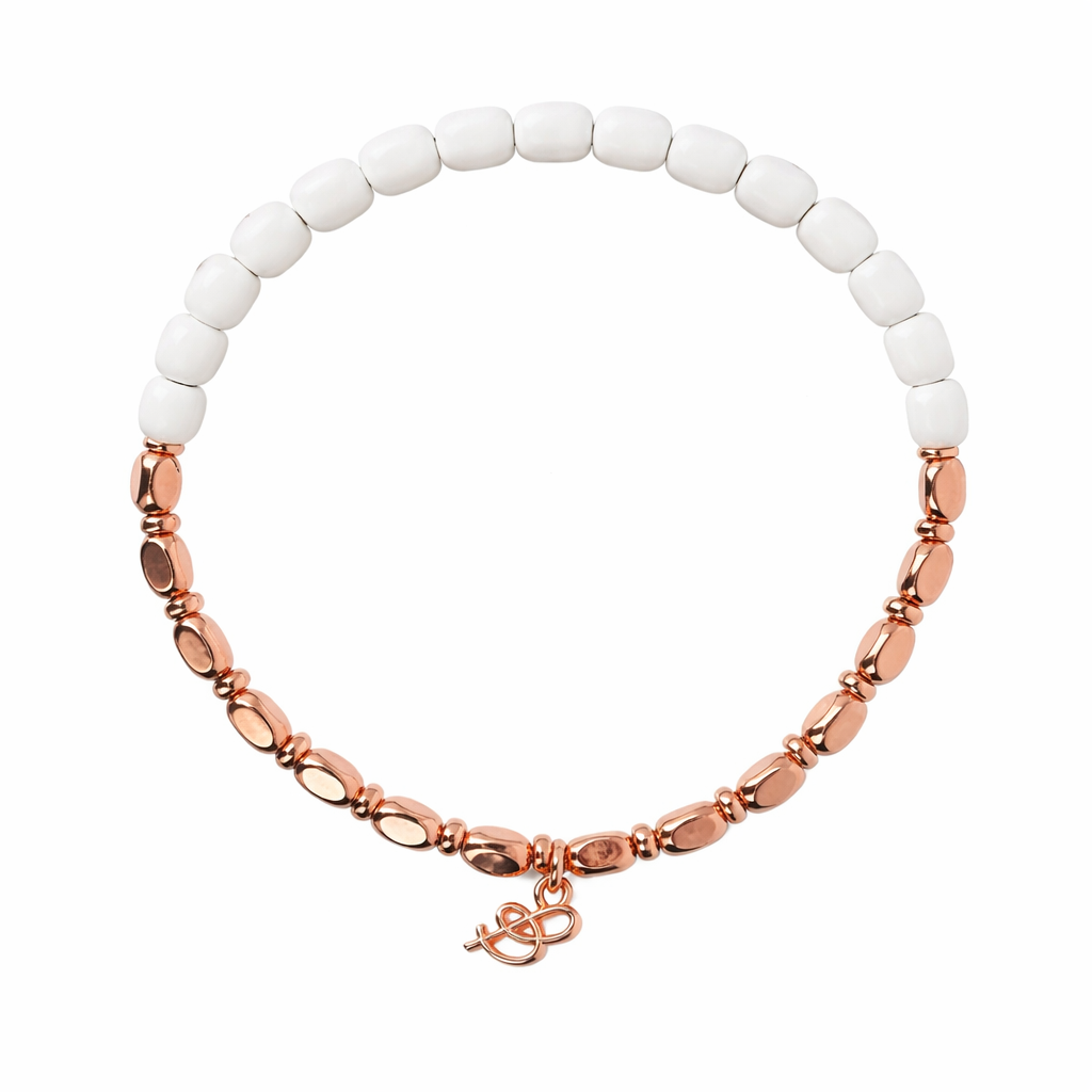 Bronzallure White Agate Stretch Bracelet