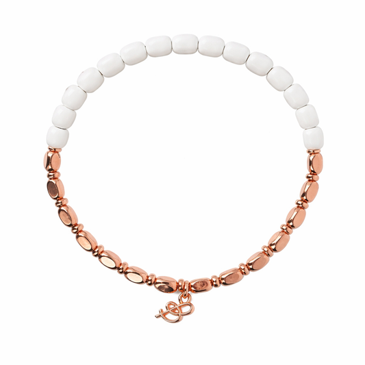 Bronzallure White Agate Stretch Bracelet