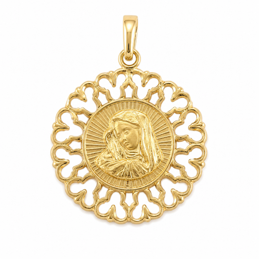 18ct Yellow Gold Mary Medal