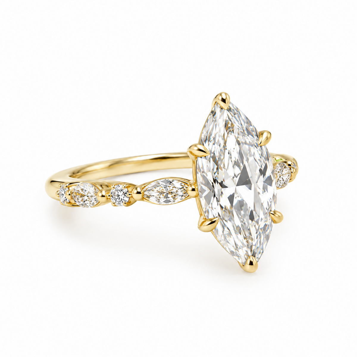 2.90ct Lab Grown Marquise Diamond Engagement Ring in 18ct Yellow Gold