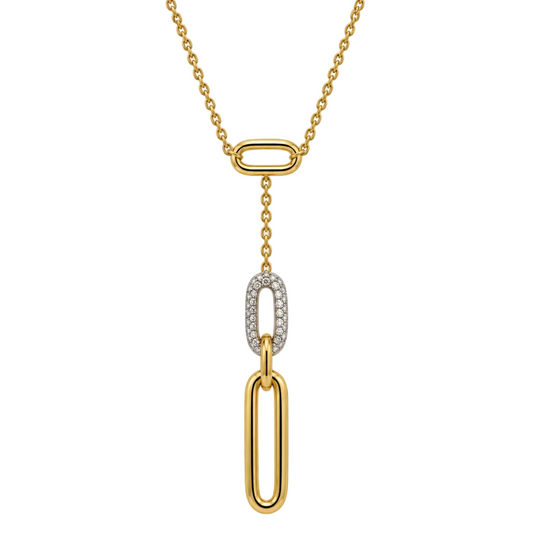18ct Gold Two-Tone Natural Diamond Pave Set Necklace D=0.29ct