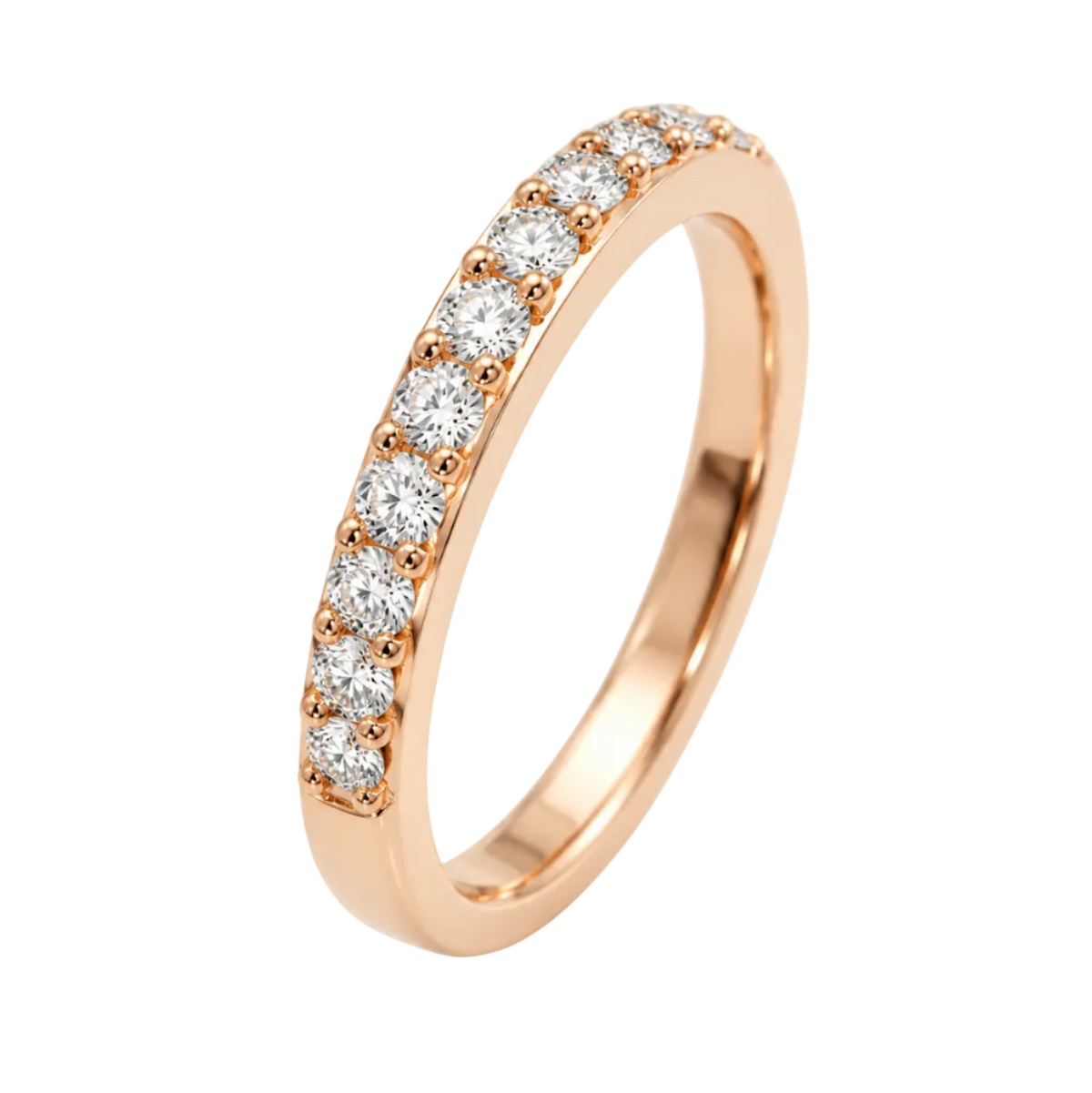 18ct Rose Gold Natural Diamond Round Brilliant Cut Wedding Band 15RD=.17ct