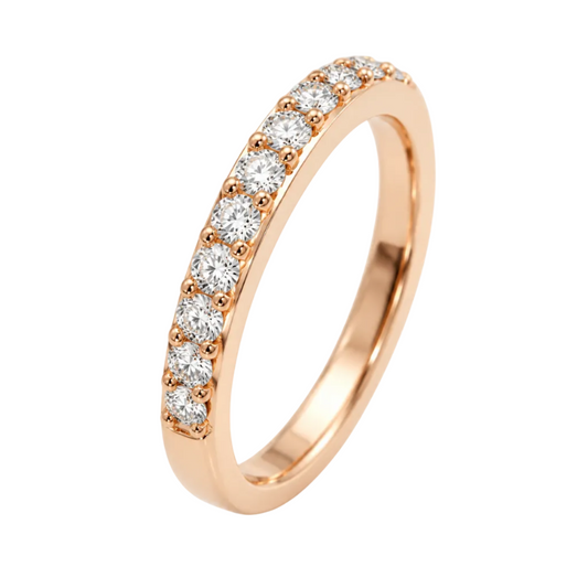 18ct Rose Gold Natural Diamond Round Brilliant Cut Wedding Band 15RD=.17ct