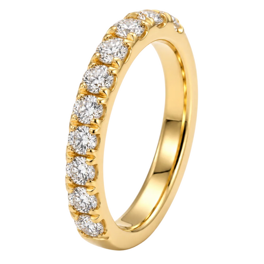 18ct Yellow Gold Natural Diamond Wedding Band 10RD=1.06ct