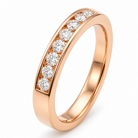 18ct Rose Gold Natural Diamond Channel Set Wedding Band 8RD=.24ct