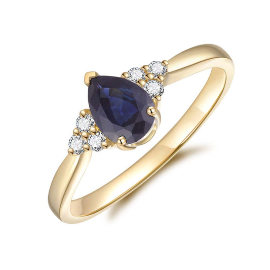 9ct Yellow Gold Black Sapphire & Diamond Ring