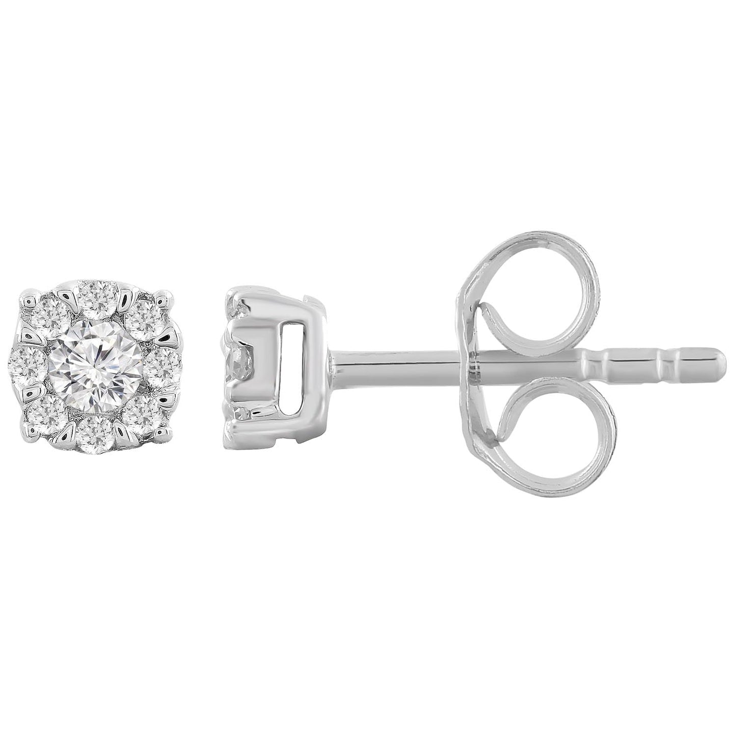 Stud Earrings with 0.15ct Diamonds in 9ct White Gold