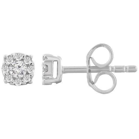 Stud Earrings with 0.15ct Diamonds in 9ct White Gold