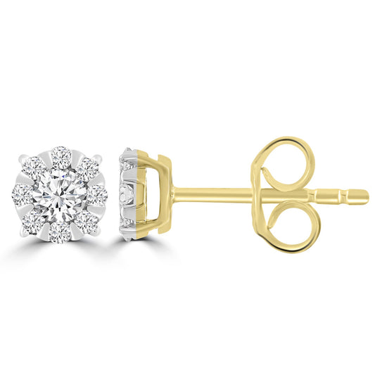 Stud Earrings with 0.25ct Diamonds in 9ct Yellow Gold