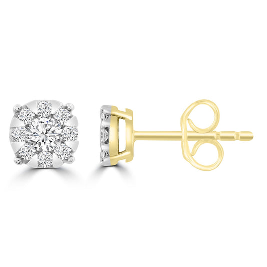 Stud Earrings with 0.33ct Diamonds in 9ct Yellow Gold