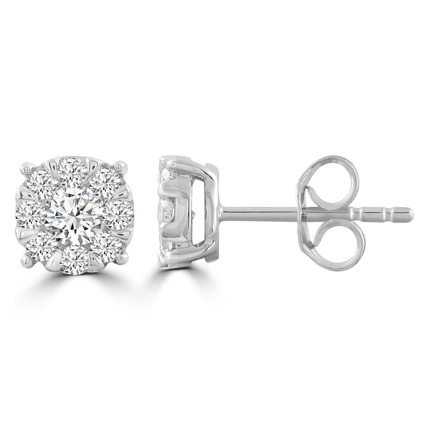 Stud Earrings with 0.50ct Diamonds in 9ct White Gold