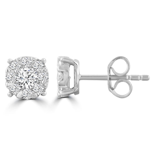 Stud Earrings with 0.50ct Diamonds in 9ct White Gold